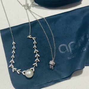 APM Silver Necklace with Pearl Detail